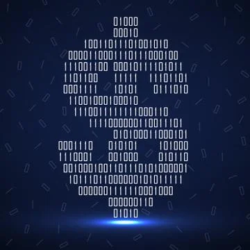 Abstract sign dollar of binary code with neon light Stock Illustration