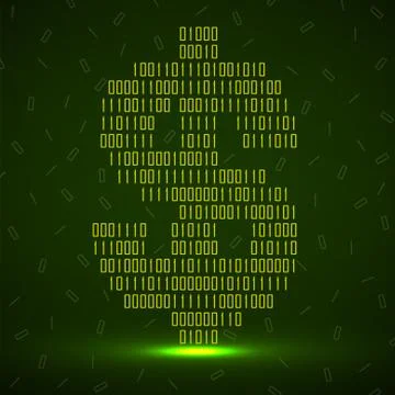 Abstract sign dollar of binary code with neon light Stock Illustration