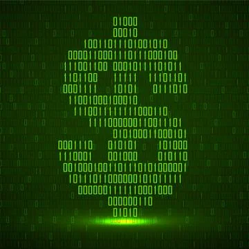 Abstract sign dollar of binary code with neon light, logo Stock Illustration