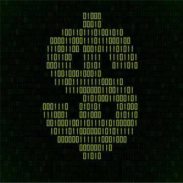 Abstract sign dollar of binary code, technology logo Illustrazione stock