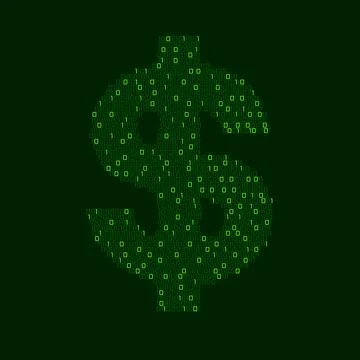 Abstract sign dollar of binary code, technology logo Stock Illustration