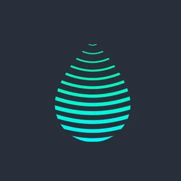 Abstract sign of the Green Wave inside the water Droplet Stock Illustration