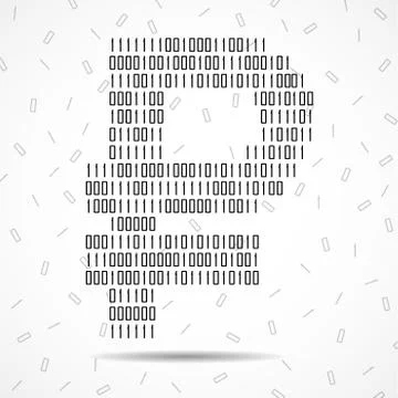 Abstract sign ruble of binary code, technology 스톡 일러스트