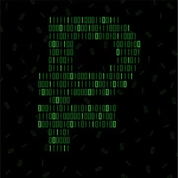 Abstract sign ruble of binary code, technology Stockillustratie