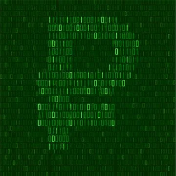 Abstract sign ruble of binary code, logo Illustrazione stock