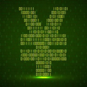 Abstract sign yuan of binary code with neon light, technology logo Stock Illustration