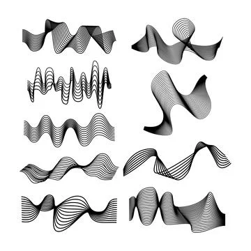 Abstract signal waves collection visualizing sound frequency data イラスト素材