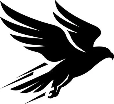 Abstract Silhouette of a Flying Hawk in Motion Graphic Design Element Style Stock-Illustration
