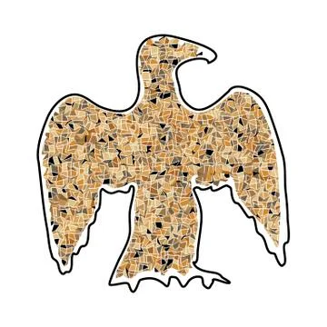 Abstract silhouette of large eagle mosaic brown Stockillustratie