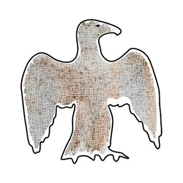 Abstract silhouette of large eagle mosaic brown Illustrazione stock