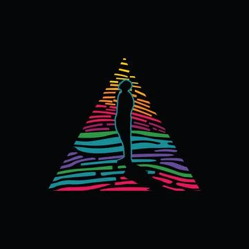 Abstract silhouette of a man standing inside a triangle Stock Illustration