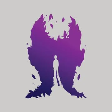 Abstract silhouette of a man standing in the shadow of a head Stock Illustration