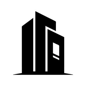 Abstract silhouette of a tall, angular building architecture Stock Illustration