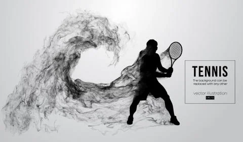 Abstract silhouette of a tennis player man male Stock Illustration