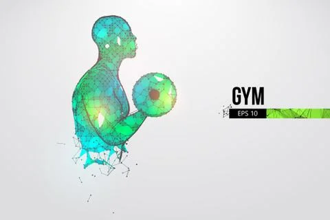 Abstract silhouette of a wireframe bodybuilder. Man on the white background.  Stock Illustration