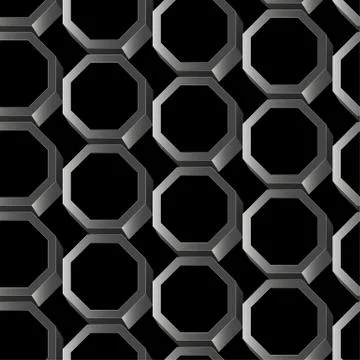 Abstract silver 3D hexagon seamless pattern Stock Illustration