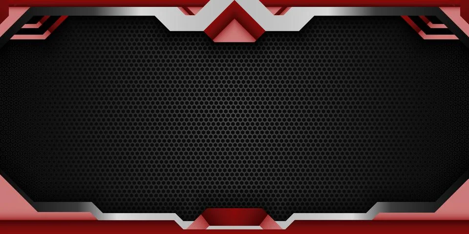 Abstract silver and red border game banner backdrop template Stock Illustration