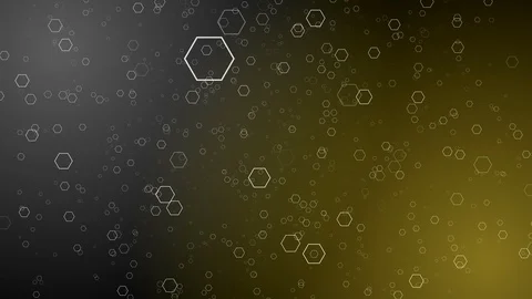Abstract silver and yellow background of moving hexagons, looped animation Stock Footage 121595311