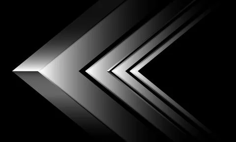 Abstract silver arrow direction geometric on black with blank space design .. Stock Illustration