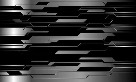 Abstract silver black cyber pattern design modern futuristic technology Stock Illustration