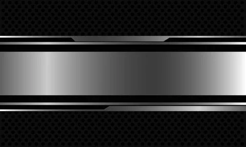 Abstract silver black cyber thin line geometric on grey circle mesh design Stock Illustration