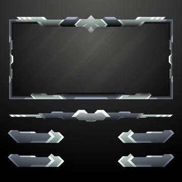 Abstract silver border game overlay gui screen panel for live video streaming Illustrazione stock