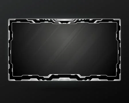 Abstract silver border live stream overlay webcam screen gui panel Stock Illustration