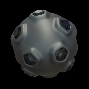 Abstract Silver Colored Indented Sphere Isolated On Black Background Stock Illustration