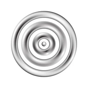 Abstract silver concentric circles create a modern target design on a white b Stock Illustration
