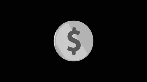 Abstract silver dollar icon isolated on black background animation. Vd 1294 Stock Footage 233555218