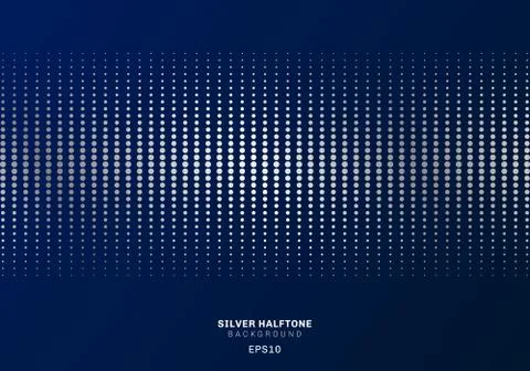 Abstract silver dots pattern halftone on dark blue background luxury style. Stock Illustration