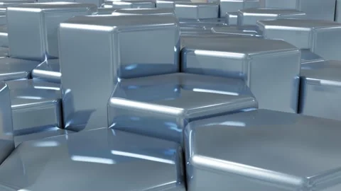 Abstract silver futuristic hexagons 3D surface pattern, Stock Footage 142227841