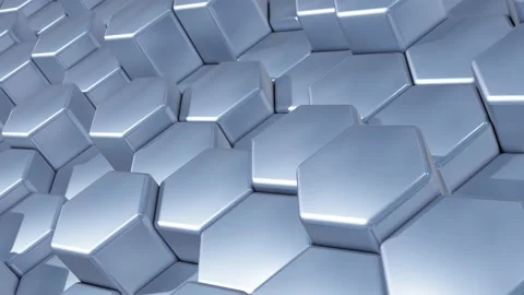 Abstract silver futuristic hexagons 3D surface pattern Stock Footage 142689065