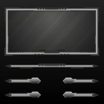 Abstract silver game overlay screen panel and gui title banners Stock Illustration