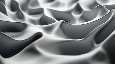 Abstract Silver Gray 3D Wave Surface Sculpted Elegant Monochromatic Luxury Stock Illustration