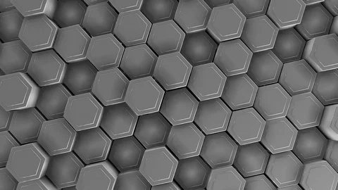 Abstract Silver Hexagons Background Random Motion, 3d  Animation, Metal Material Stock Footage 124643364