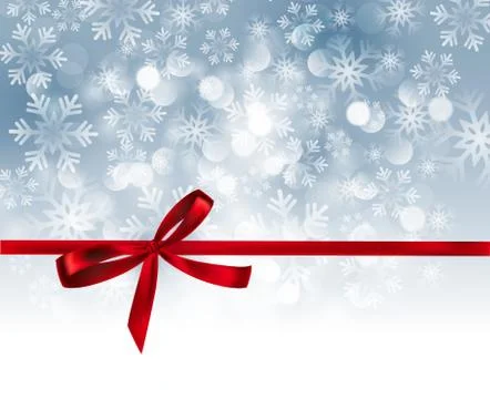 Abstract silver light background with red ribbon Stock Illustration