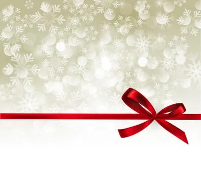 Abstract silver light background with red ribbon Stock Illustration