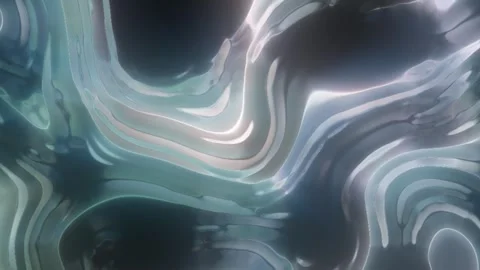 Abstract silver liquid metal texture with glossy reflective waves Stock Footage 334687957
