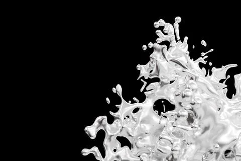 Abstract silver liquid splash, metallic wave, swirl, cosmetic oil Stock Illustration