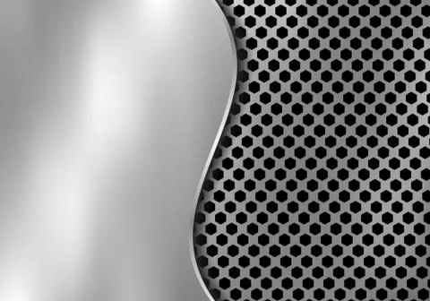 Abstract silver metal background made from hexagon pattern texture with curve Stock Illustration