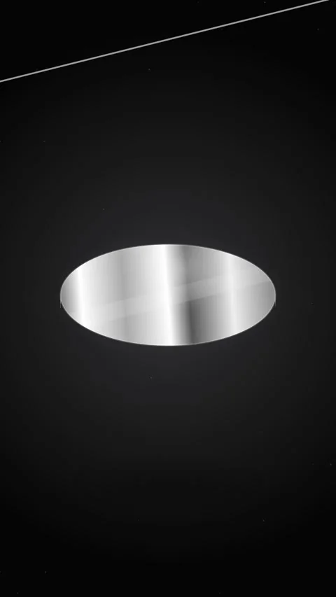Abstract Silver Metallic Circle Floating in Dark Minimalist Space Stock Footage 346206348