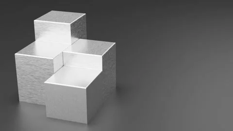 Abstract Silver Metallic Cubes on Dark Background 3d Render Illustration Stock Footage 324689343