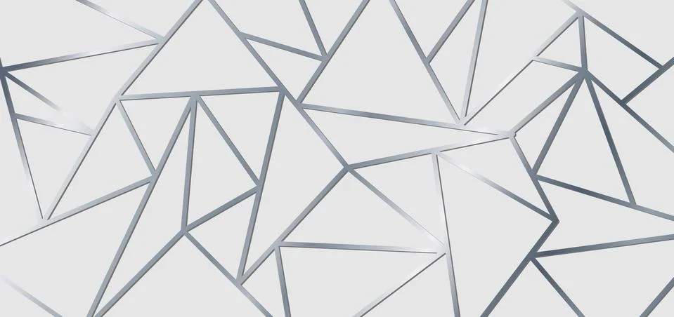 Abstract silver metallic join lines on white background. Geometric triangle g Stock Illustration