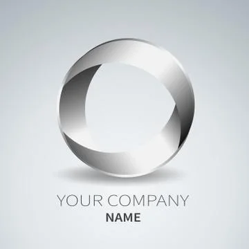 Abstract silver metallic shape logo design twist Stock Illustration