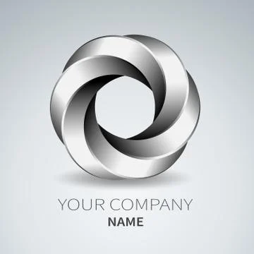 Abstract silver metallic shape logo design twist Stock Illustration