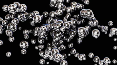 Abstract silver metallic slow moving molecules looping 3D animation with alpha Stock-Footage 158117288