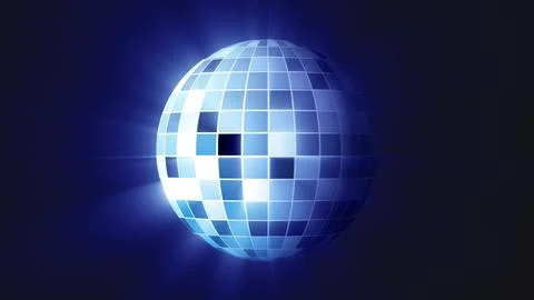 Abstract silver mirrored spinning round disco ball for discos and dances in.. Stock Illustration
