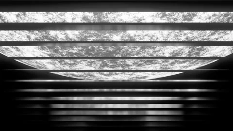 Abstract silver moon in outer space. Design. Parallel horizontal flowing lines. Stock Footage 239264717