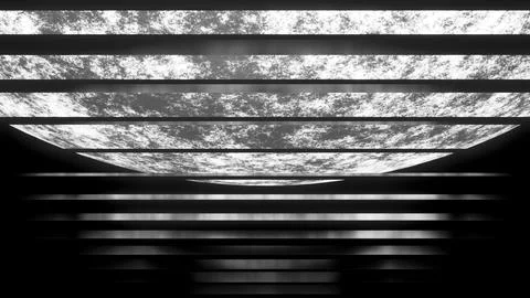 Abstract silver moon in outer space. Design. Parallel horizontal flowing lines. Stock-Illustration